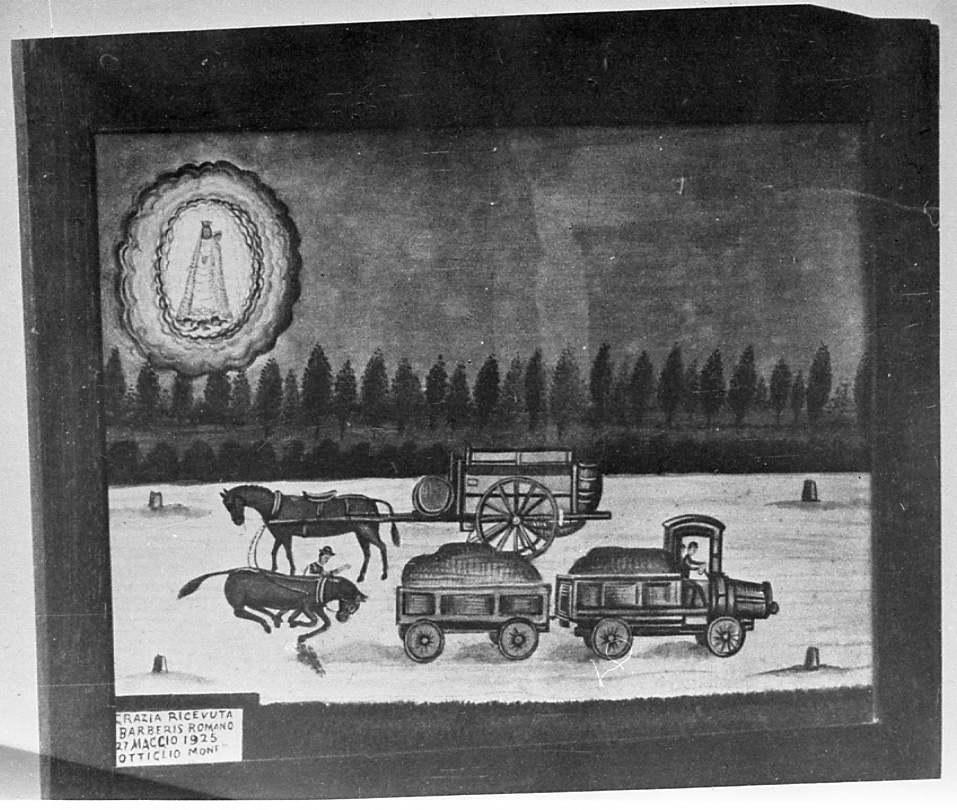 Intervento della Madonna di Crea per sventare un incidente (ex voto, opera isolata) - ambito alessandrino (secondo quarto sec. XX)