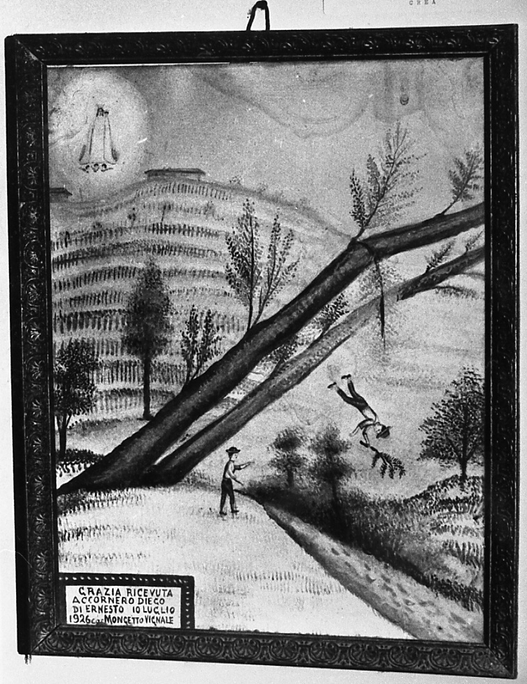 Intervento della Madonna di Crea per sventare un incidente (ex voto, opera isolata) - ambito alessandrino (secondo quarto sec. XX)
