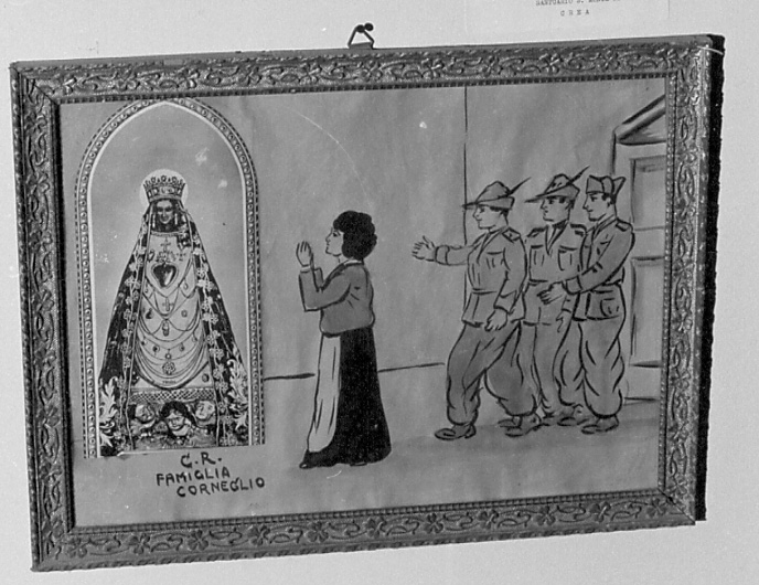 Intervento della Madonna di Crea per salvare dalla guerra (ex voto, opera isolata) - ambito alessandrino (prima metà sec. XX)