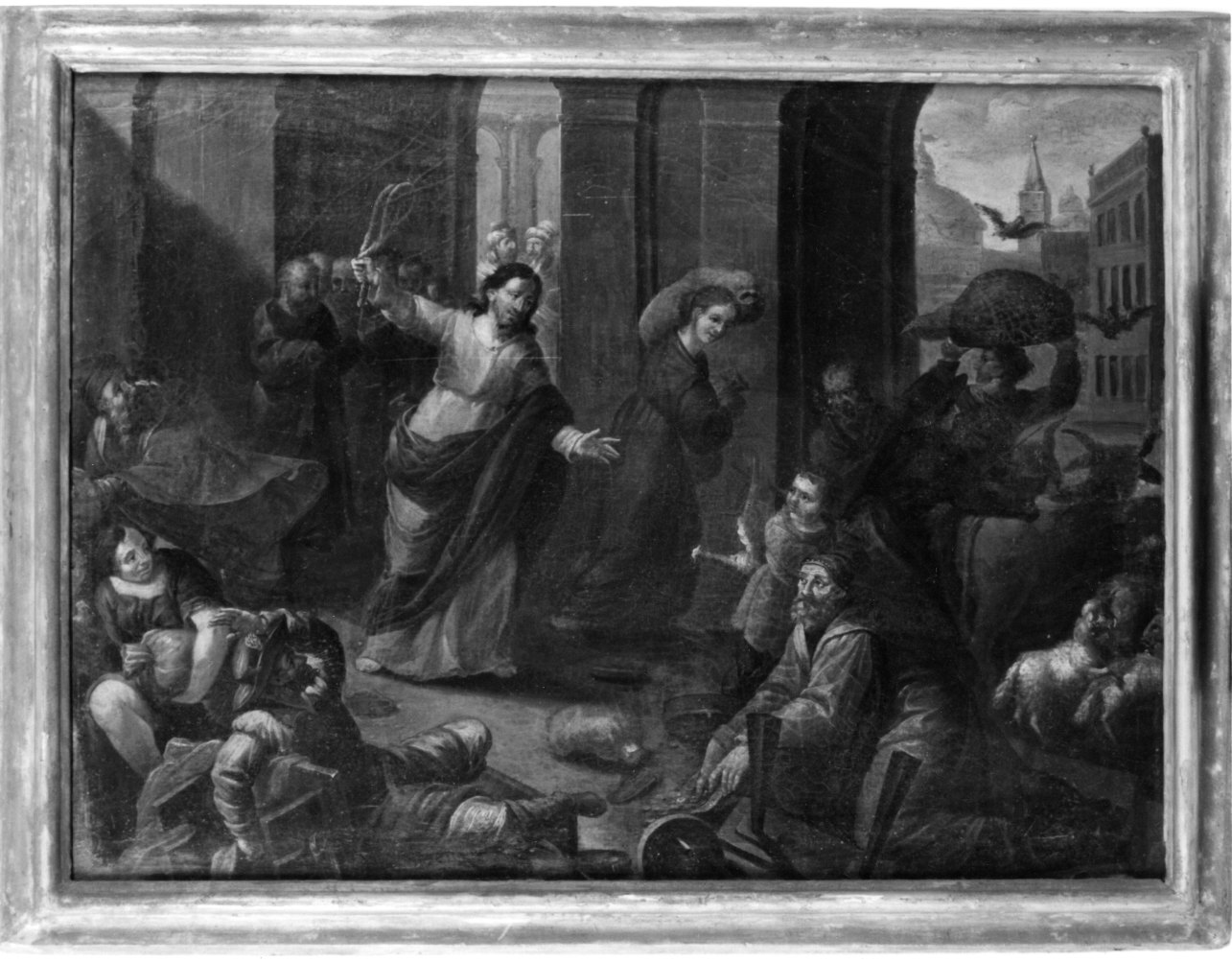 Cristo caccia i mercanti dal tempio (dipinto, opera isolata) - ambito piemontese (prima metà sec. XVIII)
