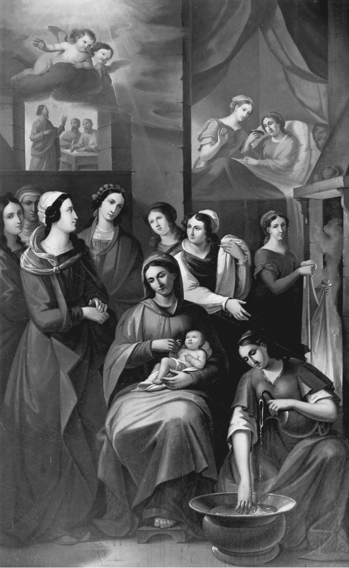 nascita di Maria Vergine (dipinto, opera isolata) di Costanzo di Moncalvo (prima metà sec. XIX)