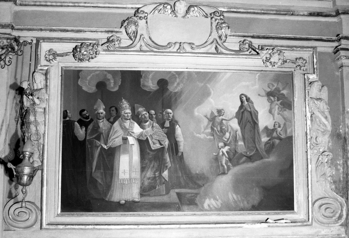 papa Pio IX proclama il dogma dell'Immacolata Concezione (dipinto, opera isolata) di Vinaj Andrea (fine sec. XIX)
