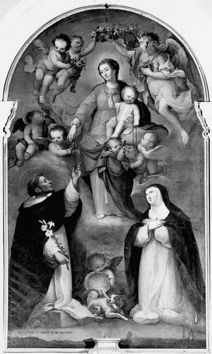 Madonna del Rosario con San Domenico e Santa Caterina da Siena (dipinto, opera isolata) - ambito piemontese (seconda metà sec. XVIII)