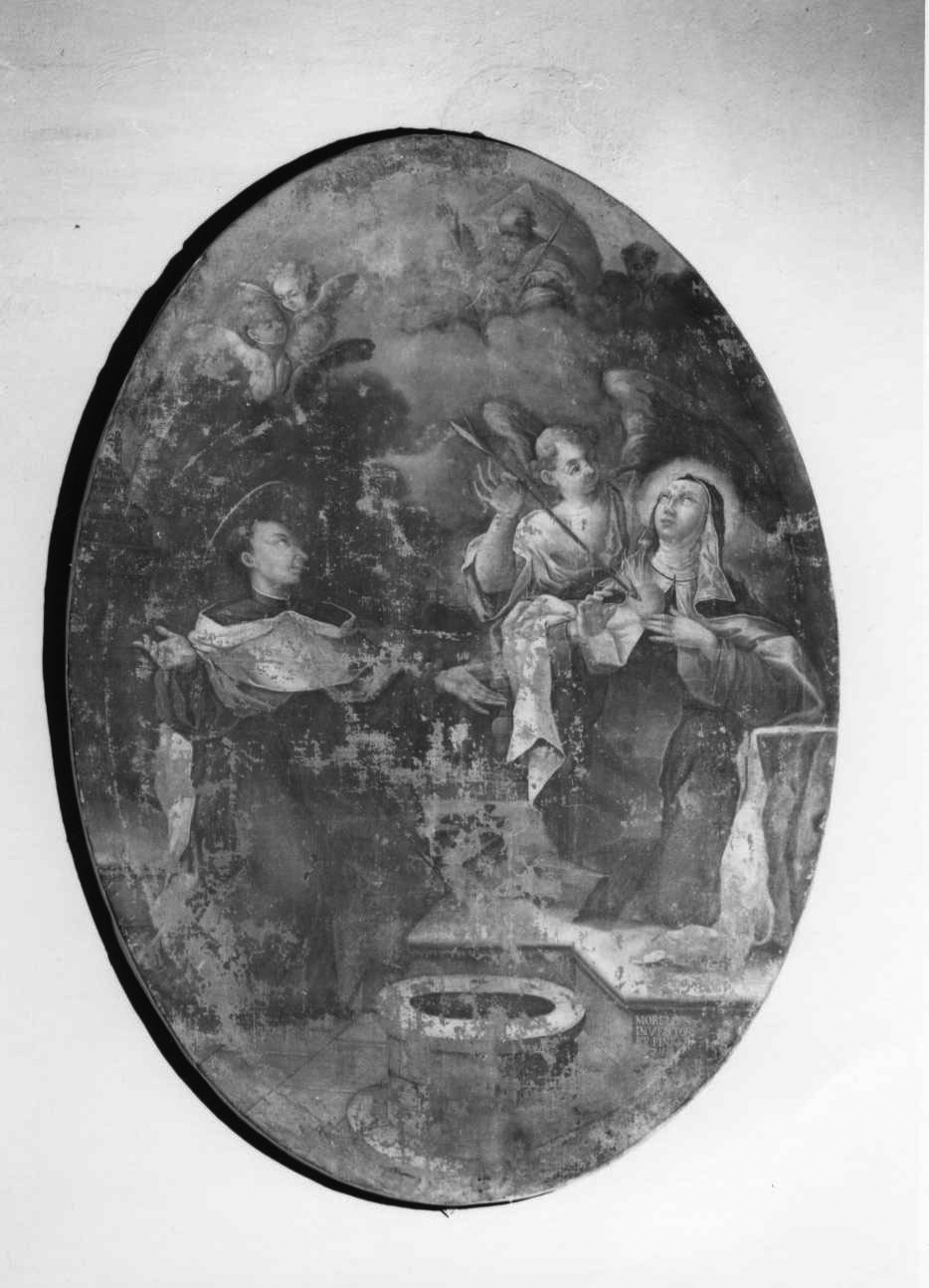 Santa Teresa d'Avila ha la visione dell'angelo che le trafigge il cuore con una freccia ardente (dipinto, opera isolata) di Morelli Giovanni Battista (secondo quarto sec. XVIII)