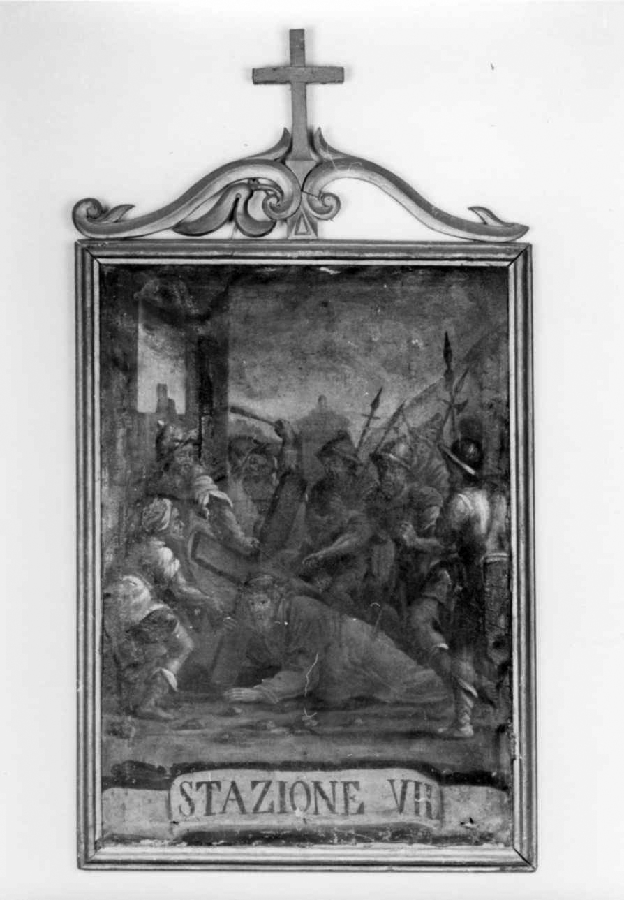 stazione VII: Gesù cade sotto la croce la seconda volta (dipinto, elemento d'insieme) di Morelli Giovanni Battista (terzo quarto sec. XVIII)