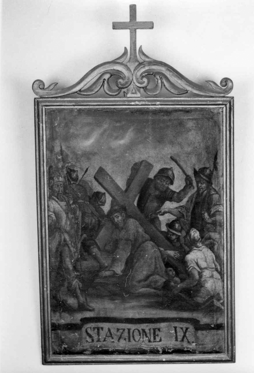stazione IX: Gesù cade sotto la croce la terza volta (dipinto, elemento d'insieme) di Morelli Giovanni Battista (terzo quarto sec. XVIII)