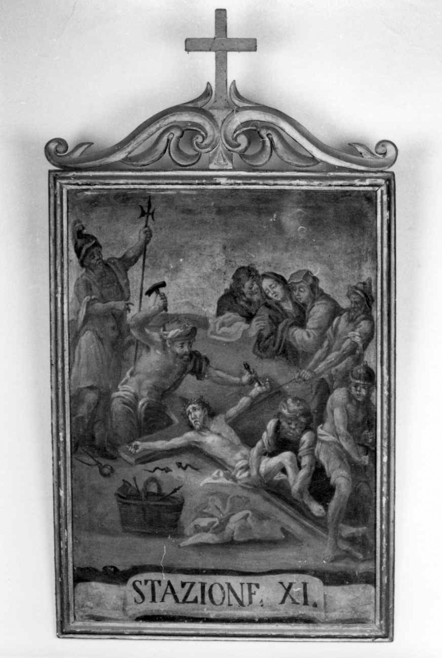 stazione XI: Gesù inchiodato alla croce (dipinto, elemento d'insieme) di Morelli Giovanni Battista (terzo quarto sec. XVIII)