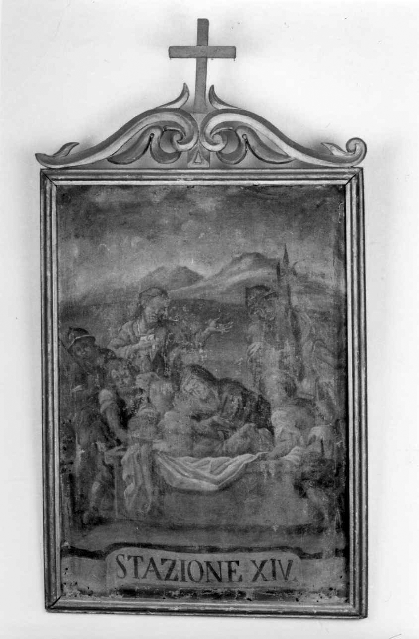 stazione XIV: Gesù deposto nel sepolcro (dipinto, elemento d'insieme) di Morelli Giovanni Battista (terzo quarto sec. XVIII)