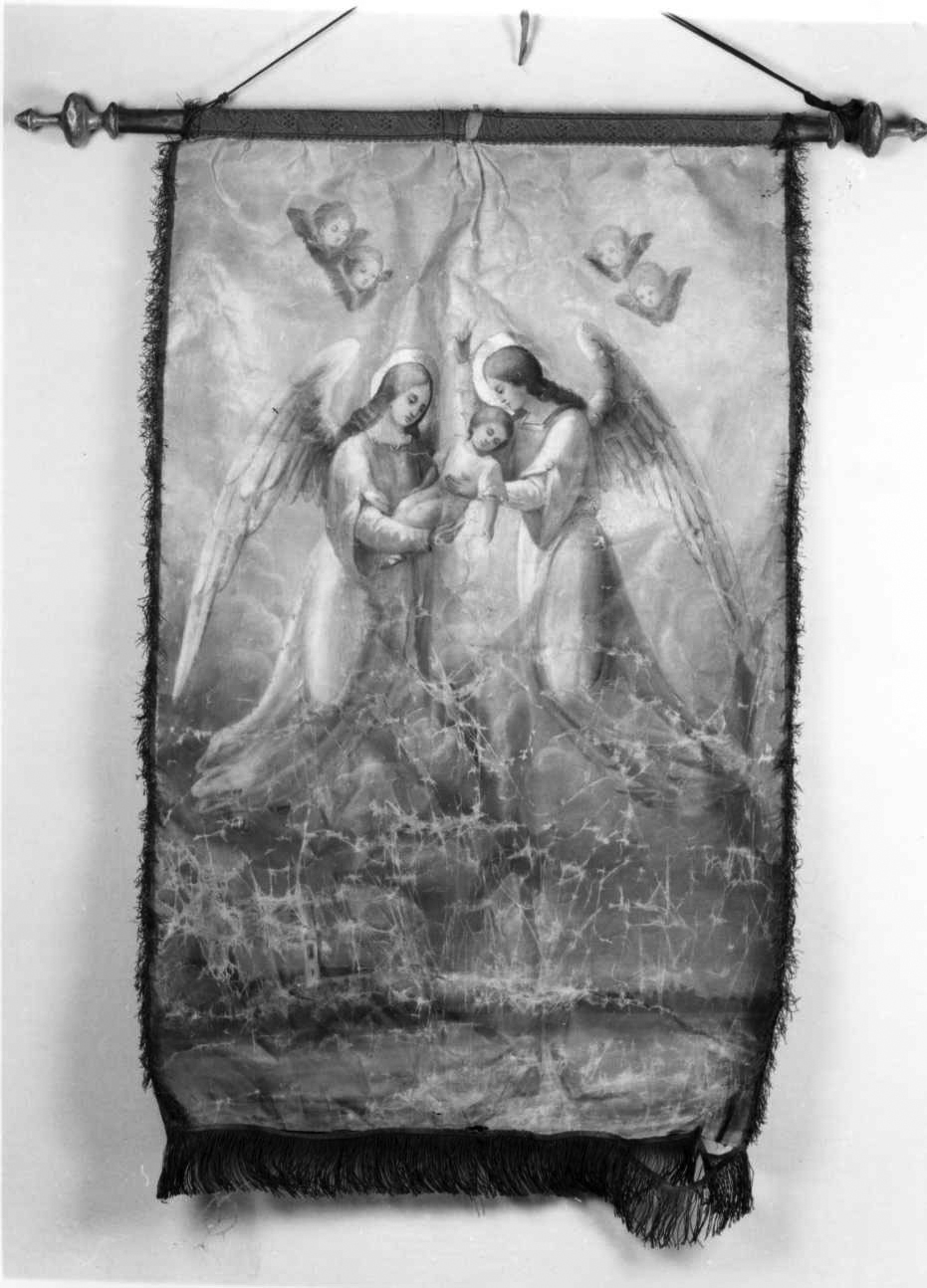angeli sorreggenti un fanciullo (decorazione pittorica, elemento d'insieme) - ambito piemontese (seconda metà sec. XIX)