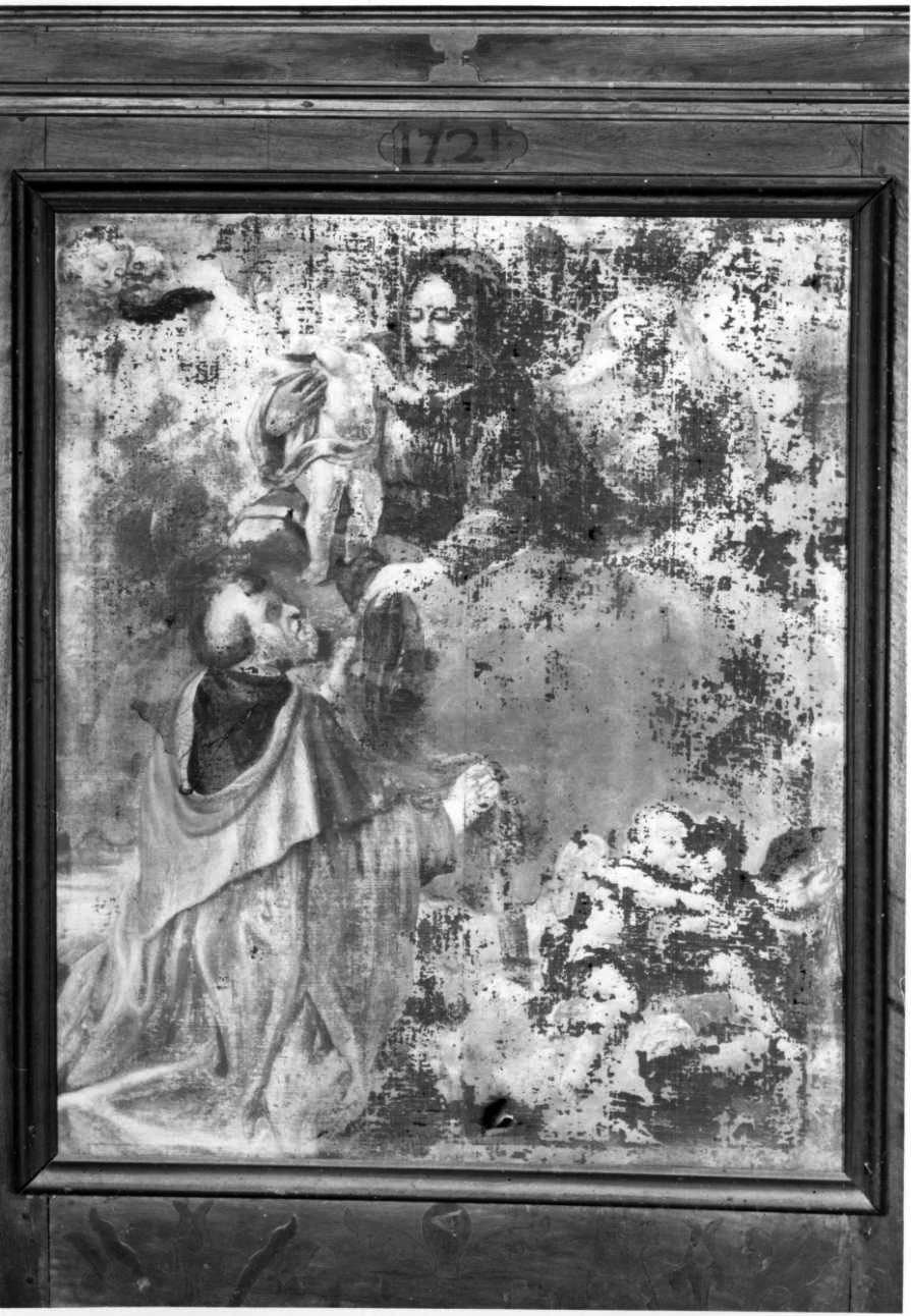 San Simone Stock riceve dalla Madonna lo scapolare (dipinto, elemento d'insieme) - ambito piemontese (primo quarto sec. XVIII)