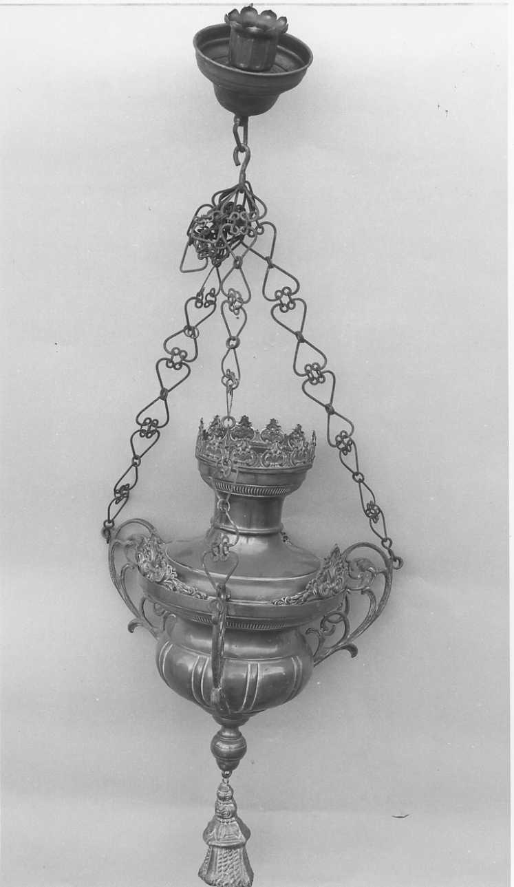 lampada pensile a vaso, opera isolata - ambito piemontese (fine, inizio sec. XIX, sec. XX)