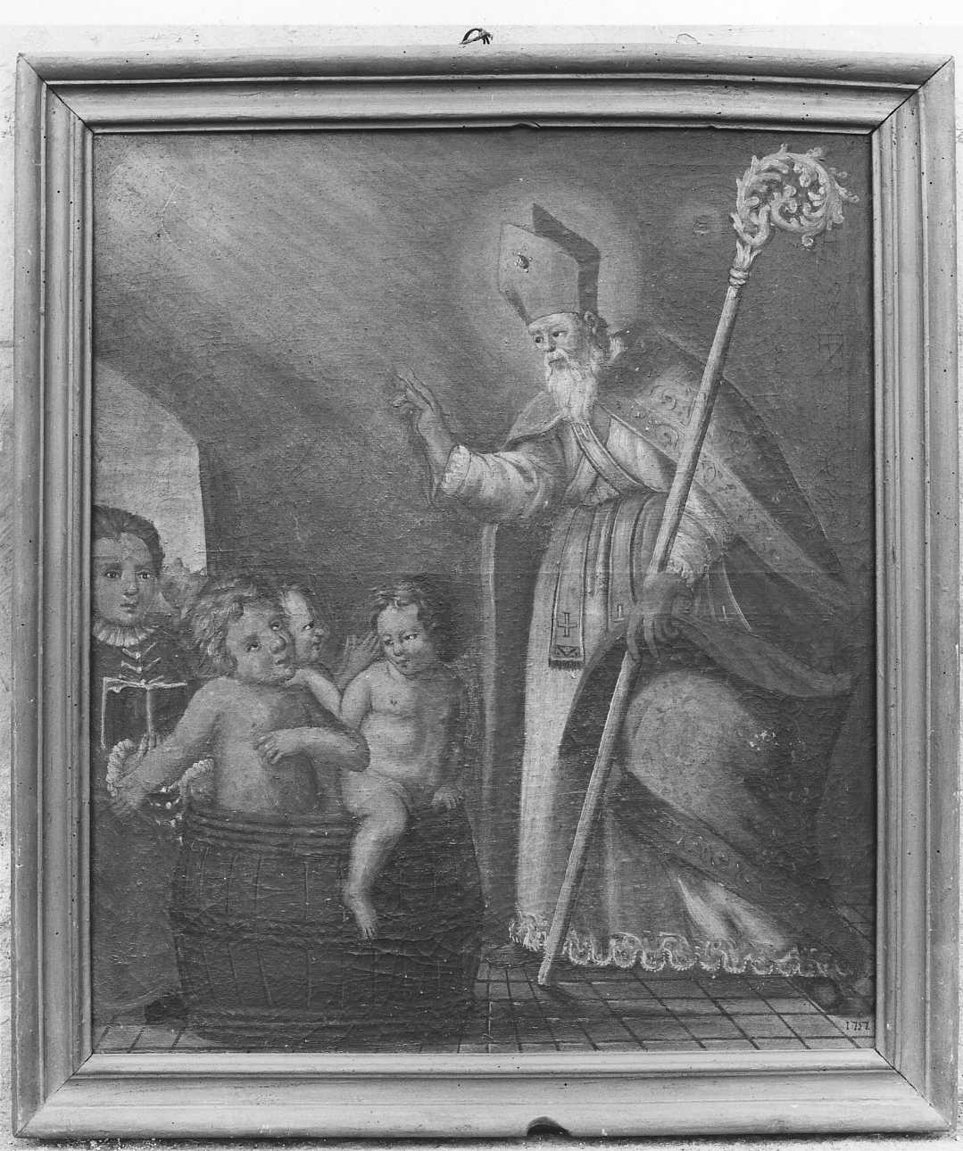 San Nicola di Bari in preghiera con fanciulli (dipinto, opera isolata) - ambito piemontese (sec. XVIII)