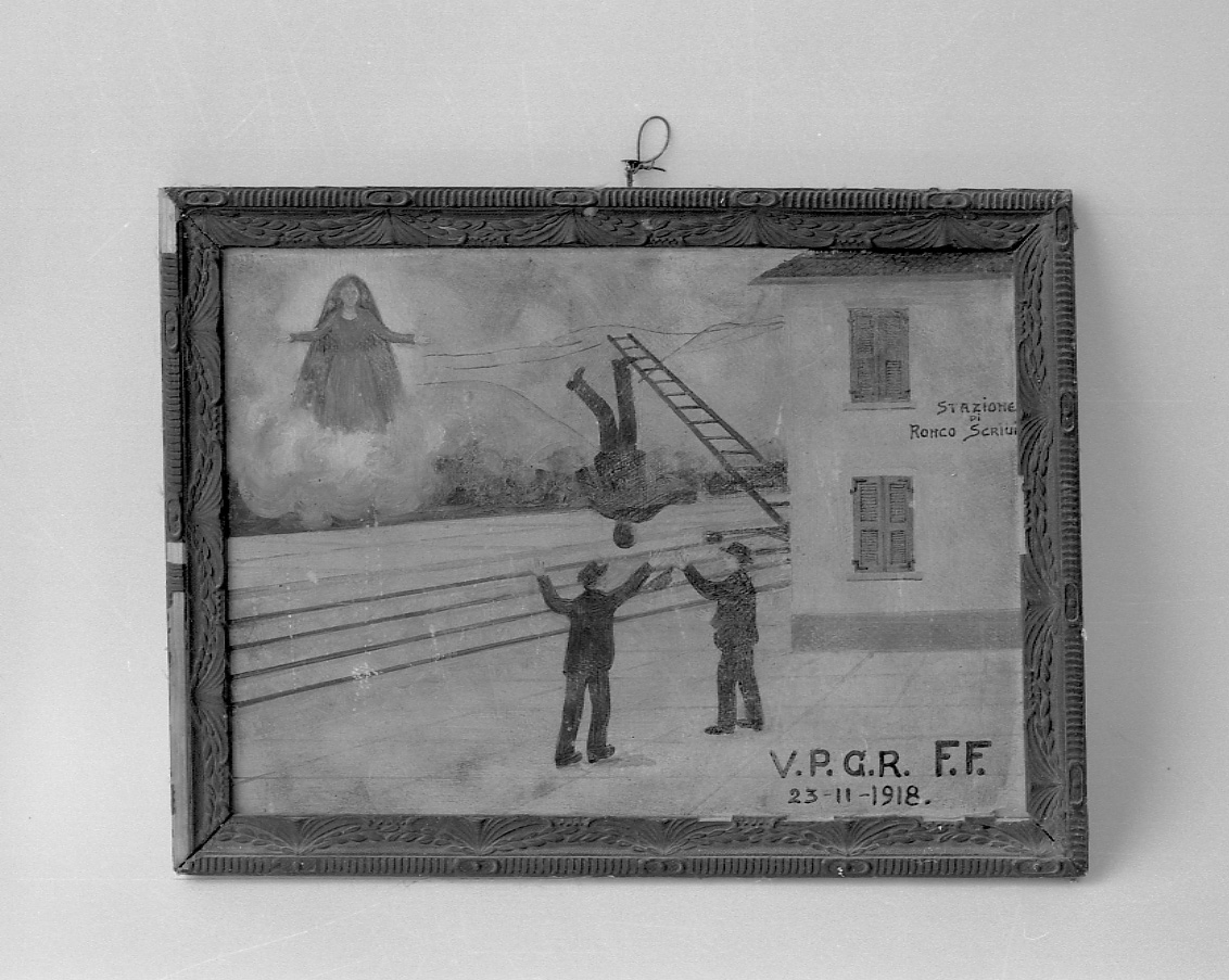 Madonna intercede in un incidente (ex voto, opera isolata) - ambito piemontese (primo quarto sec. XX)