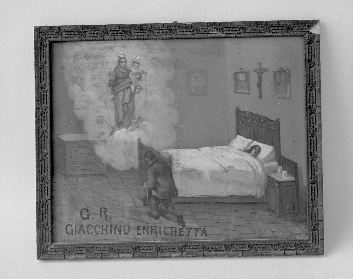 Madonna intercede per una guarigione (ex voto, opera isolata) - ambito piemontese (primo quarto sec. XX)