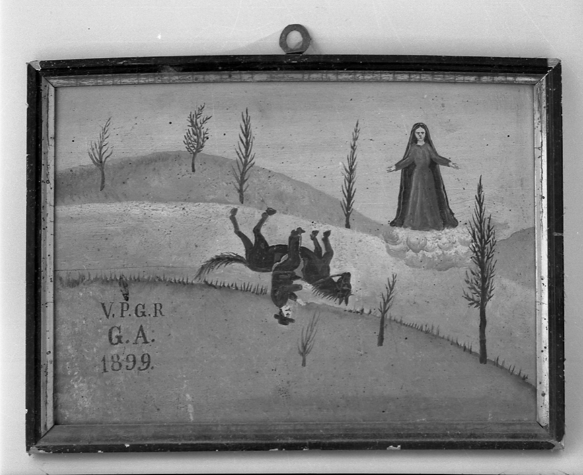 Madonna intercede in un incidente (ex voto, opera isolata) - ambito astigiano (fine sec. XIX)