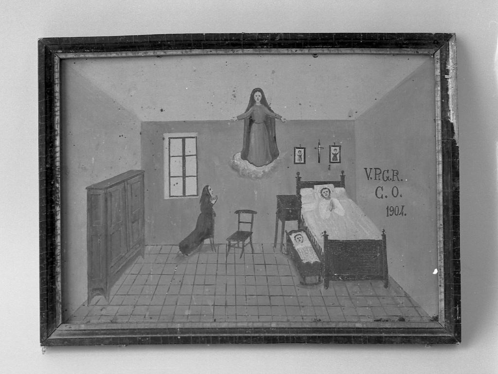 Madonna intercede per una guarigione (ex voto, opera isolata) - ambito piemontese (primo quarto sec. XX)