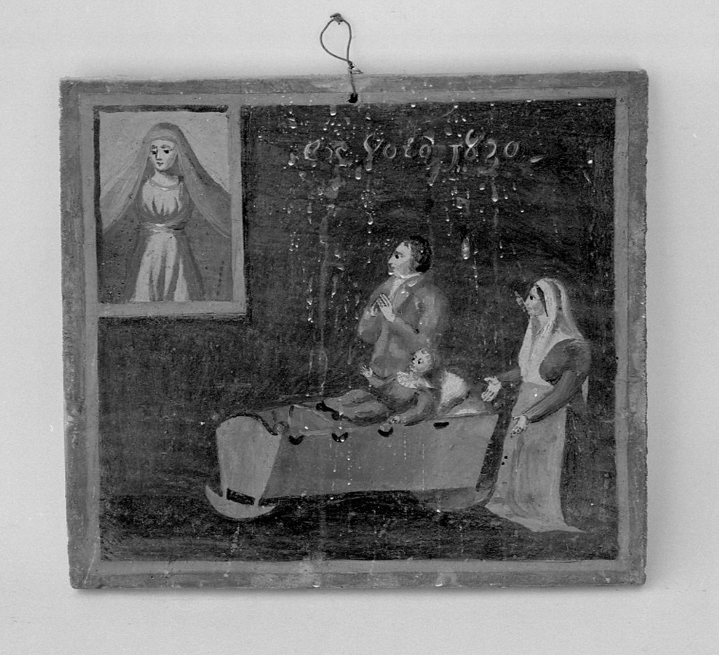 Madonna intercede per una guarigione (ex voto, opera isolata) - ambito piemontese (secondo quarto sec. XIX)