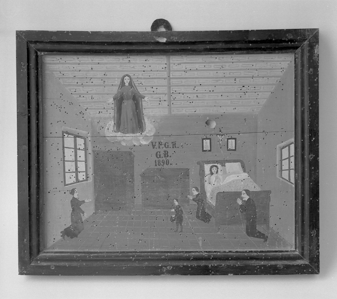 Madonna intercede per una guarigione (ex voto, opera isolata) - ambito piemontese (fine sec. XIX)