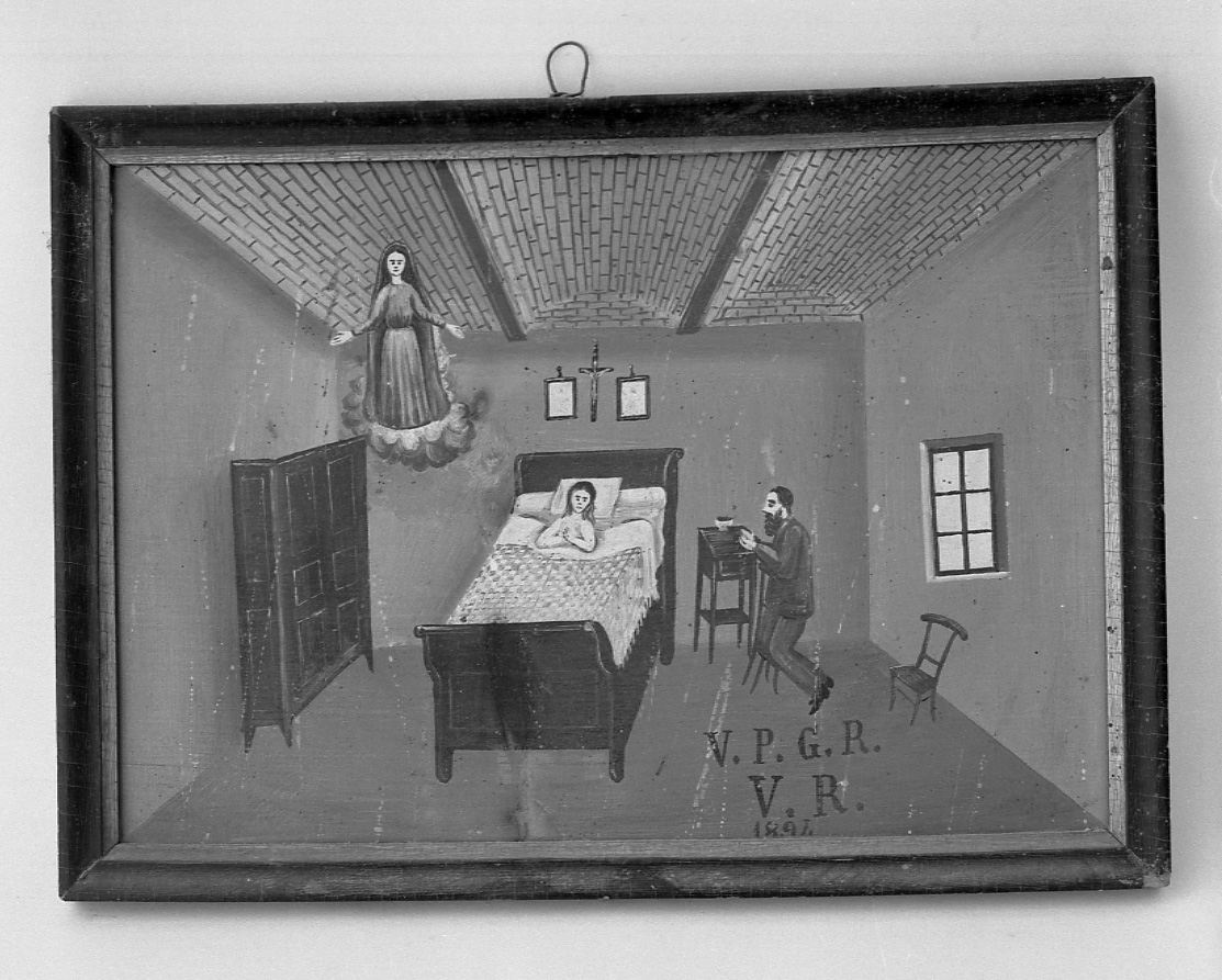 Madonna intercede per una guarigione (ex voto, opera isolata) - ambito piemontese (fine sec. XIX)