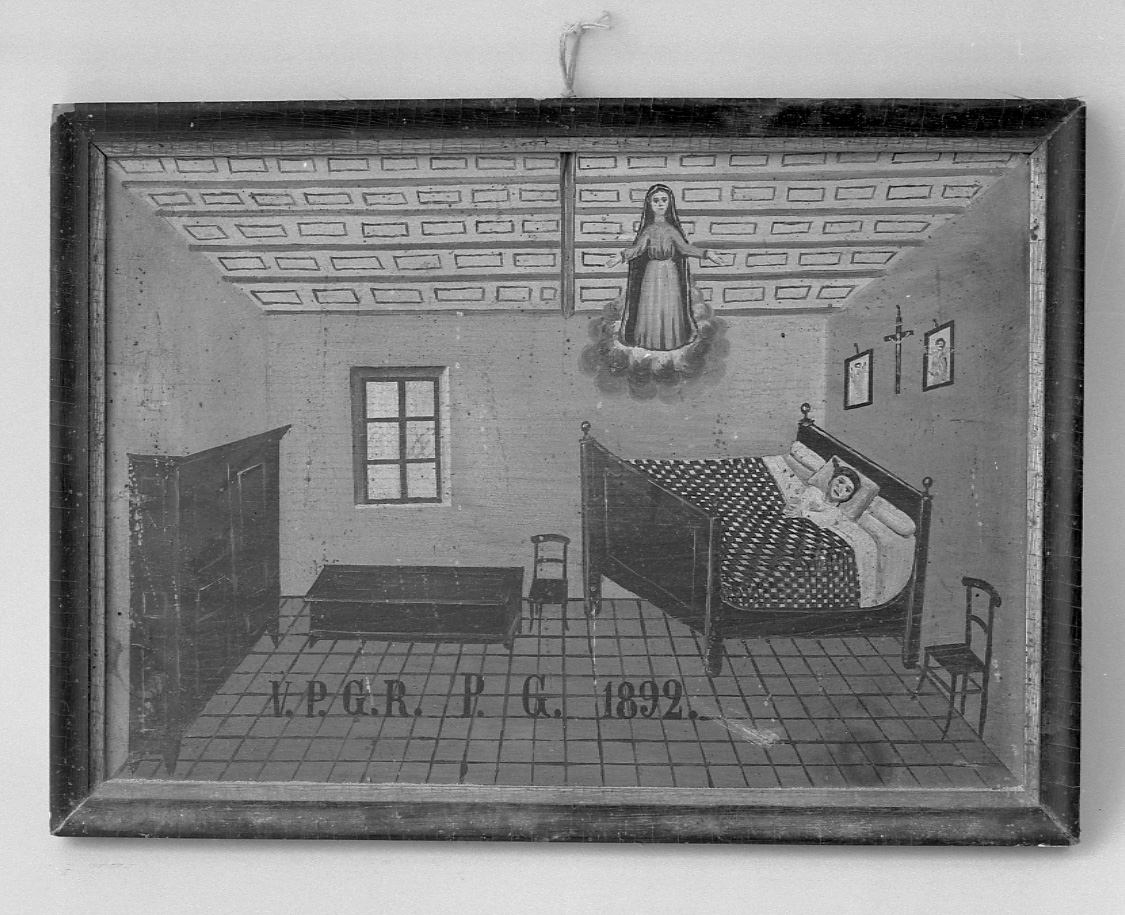 Madonna intercede per una guarigione (ex voto, opera isolata) - ambito piemontese (fine sec. XIX)