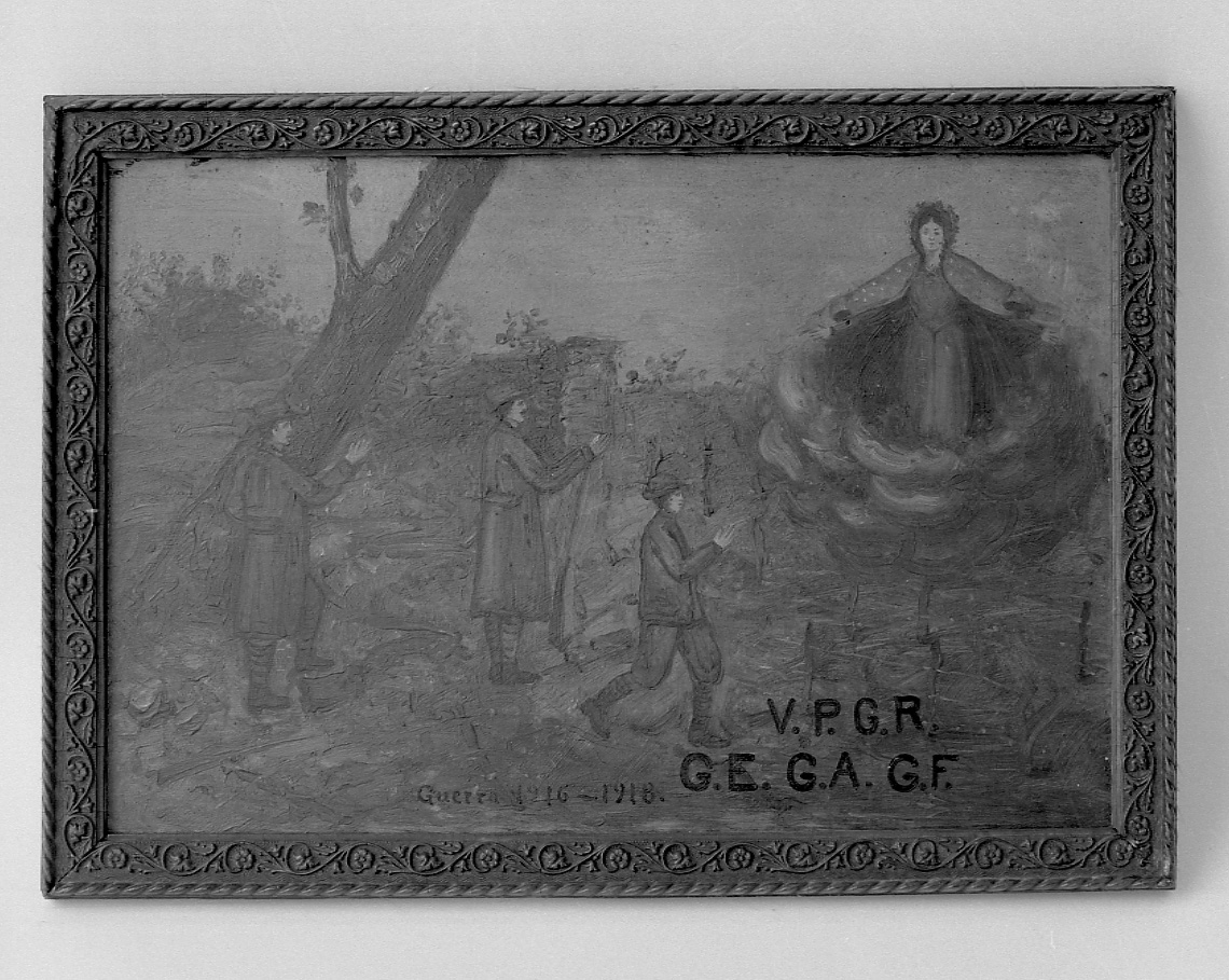 Intervento della Madonna per salvare dalla guerra (ex voto, opera isolata) - ambito piemontese (primo quarto sec. XX)