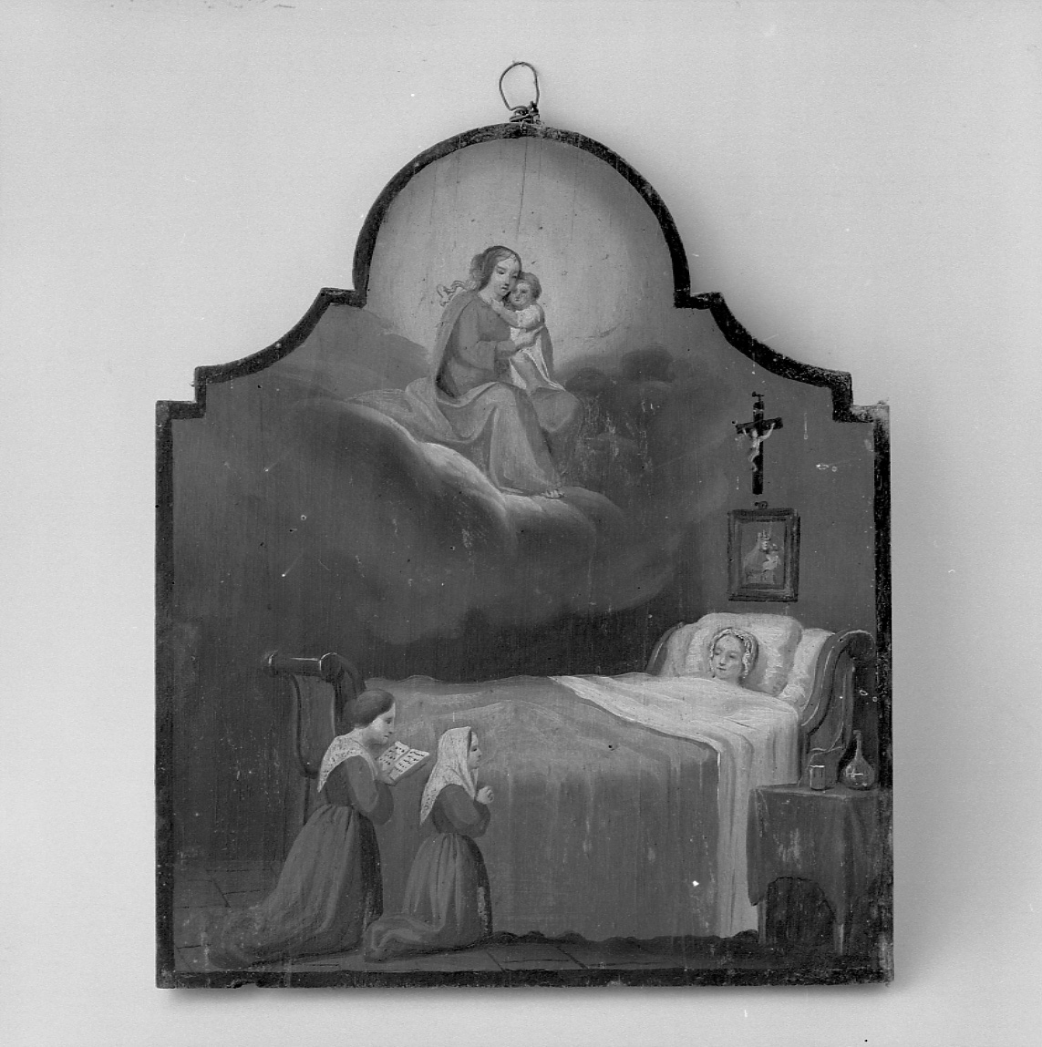 Madonna con Bambino intercede per guarigione (ex voto, opera isolata) - ambito piemontese (prima metà sec. XIX)