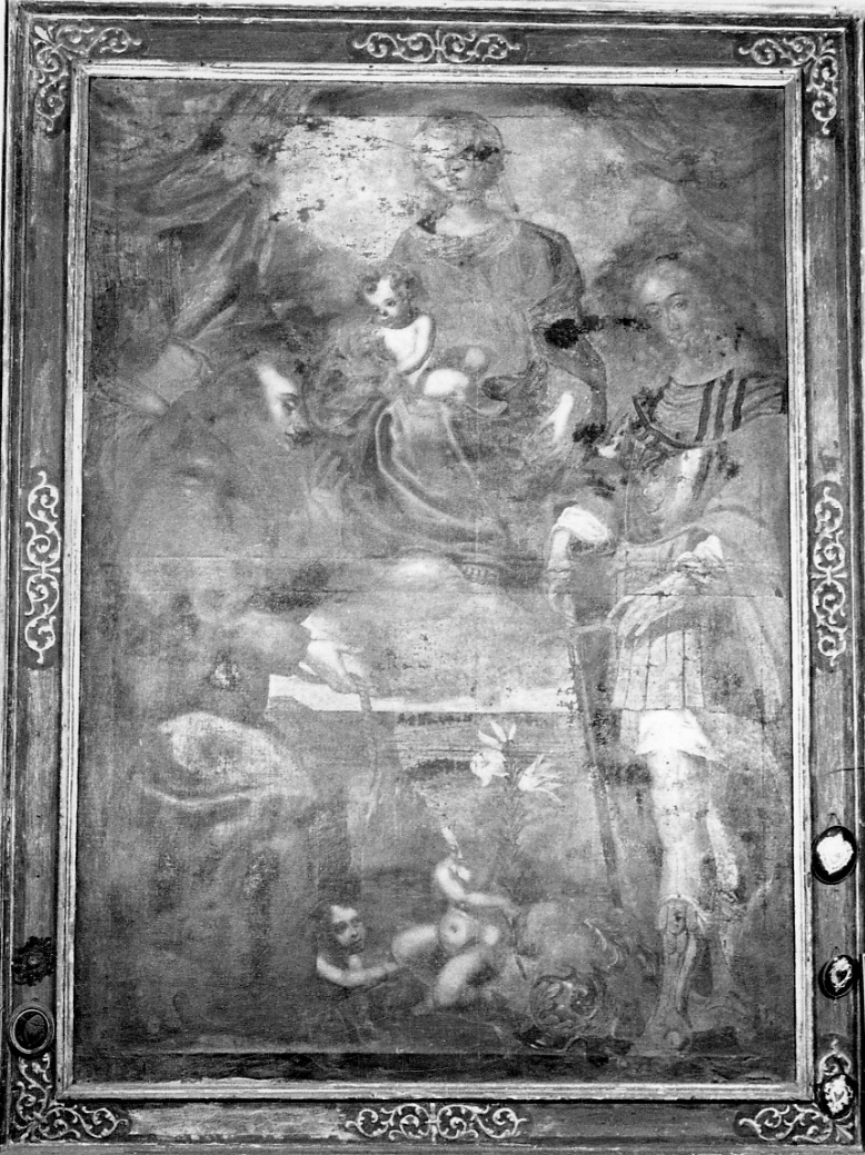 Madonna con Bambino, San Defendente e Sant'Antonio (dipinto, opera isolata) - ambito piemontese (metà sec. XVII)