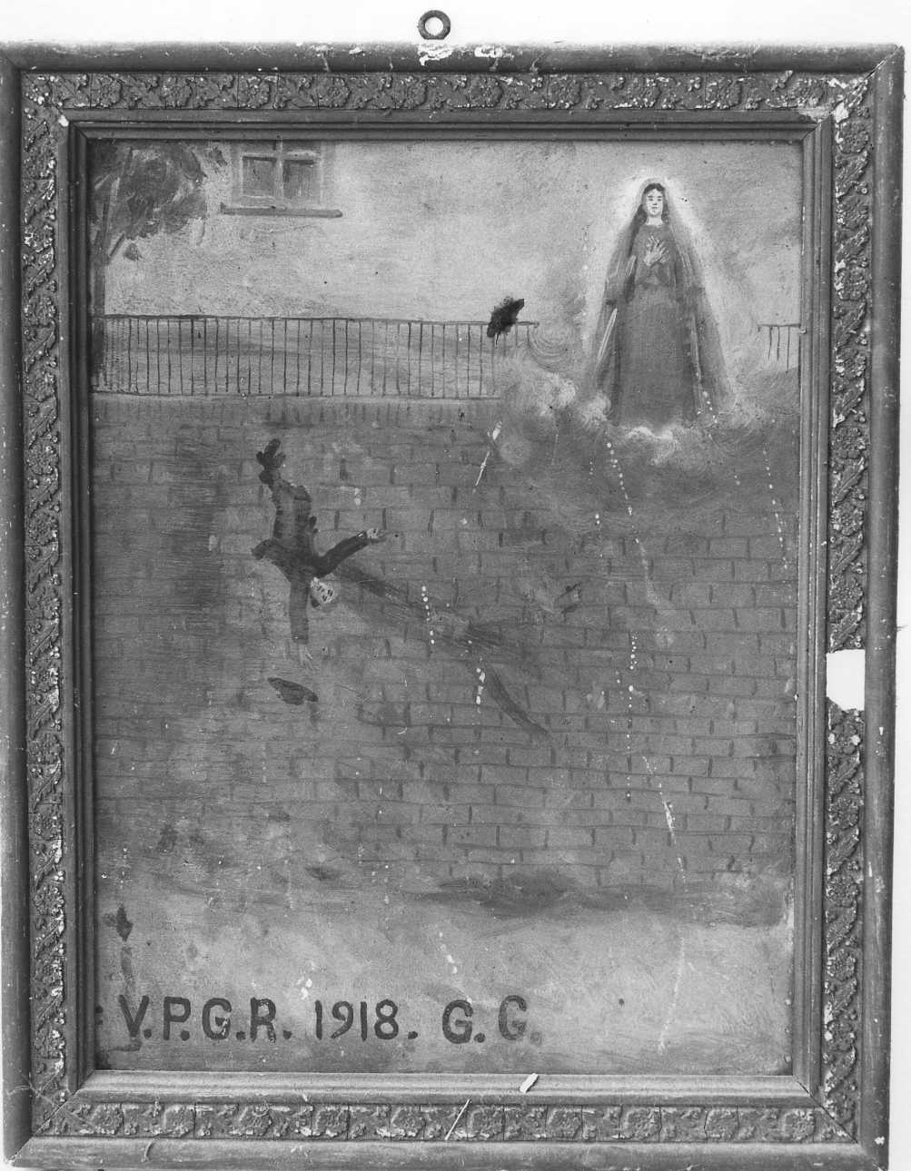 Madonna intercede in un incidente (ex voto, opera isolata) - ambito piemontese (primo quarto sec. XX)