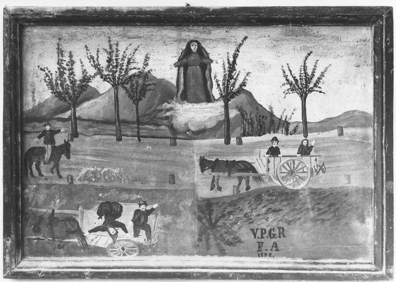 Madonna intercede in un incidente (ex voto, opera isolata) - ambito piemontese (ultimo quarto sec. XIX)