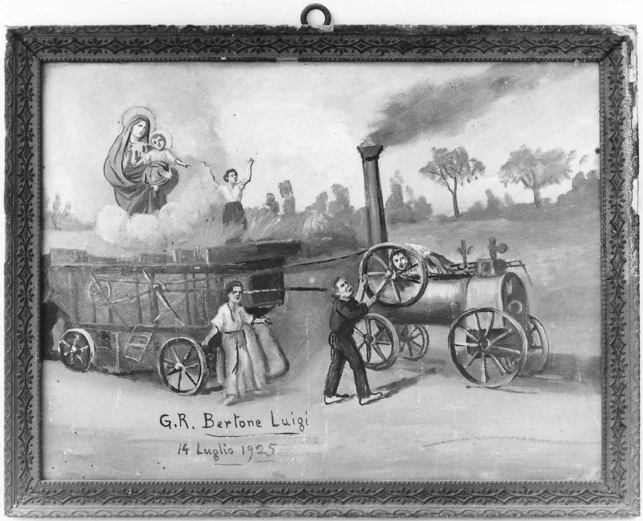 Madonna con Bambino interviene in un incidente (ex voto, opera isolata) - ambito piemontese (secondo quarto sec. XX)