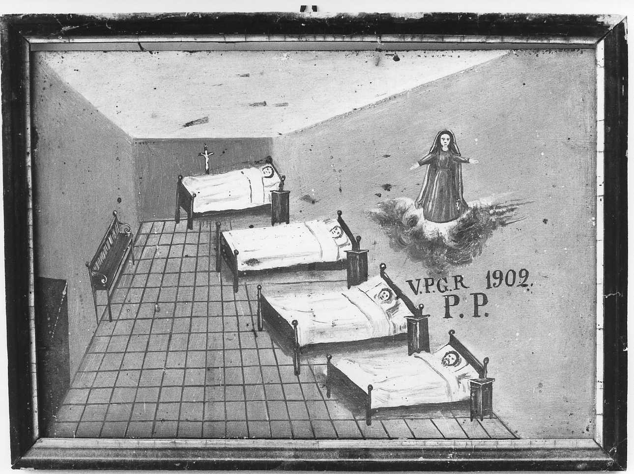 Madonna intercede per una guarigione (ex voto, opera isolata) - ambito piemontese (inizio sec. XX)