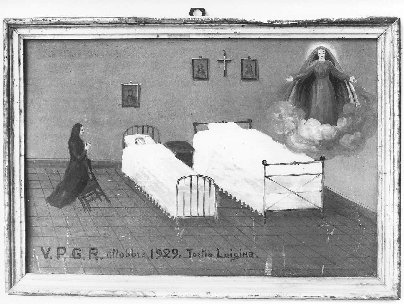 Madonna intercede per una guarigione (ex voto, opera isolata) - ambito piemontese (secondo quarto sec. XX)