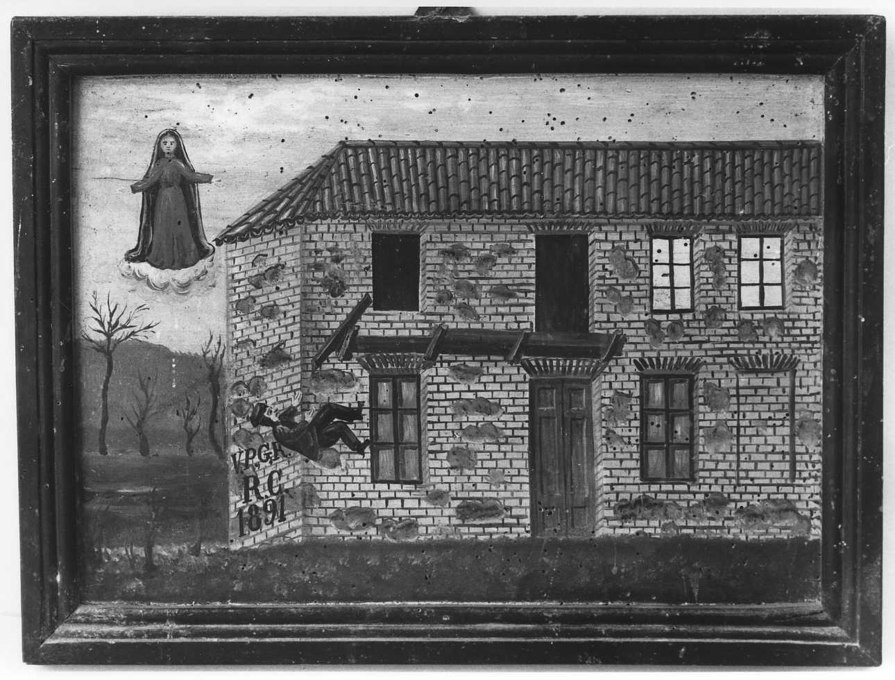 Madonna intercede in un incidente (ex voto, opera isolata) - ambito piemontese (fine sec. XIX)