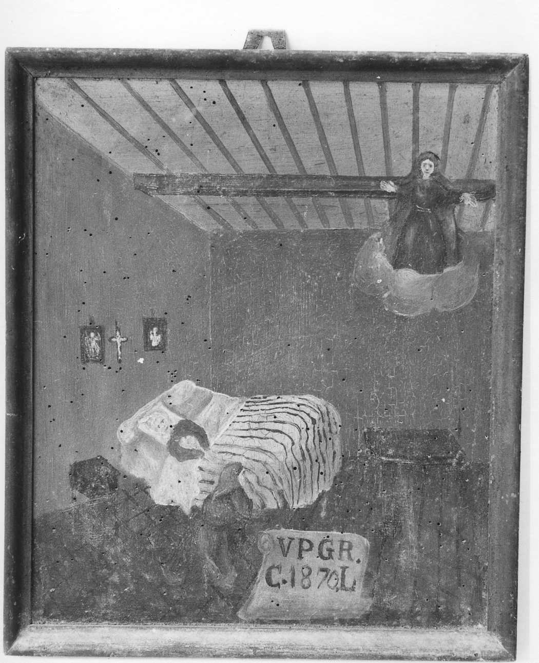 Madonna intercede per una guarigione (ex voto, opera isolata) - ambito piemontese (terzo quarto sec. XIX)