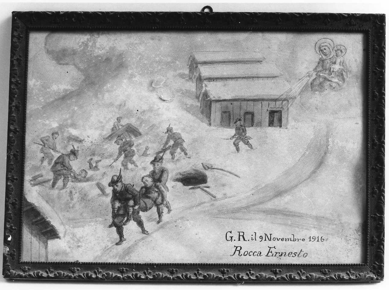 Madonna con Bambino intercede per salvare dalla guerra (ex voto, opera isolata) - ambito piemontese (primo quarto sec. XX)