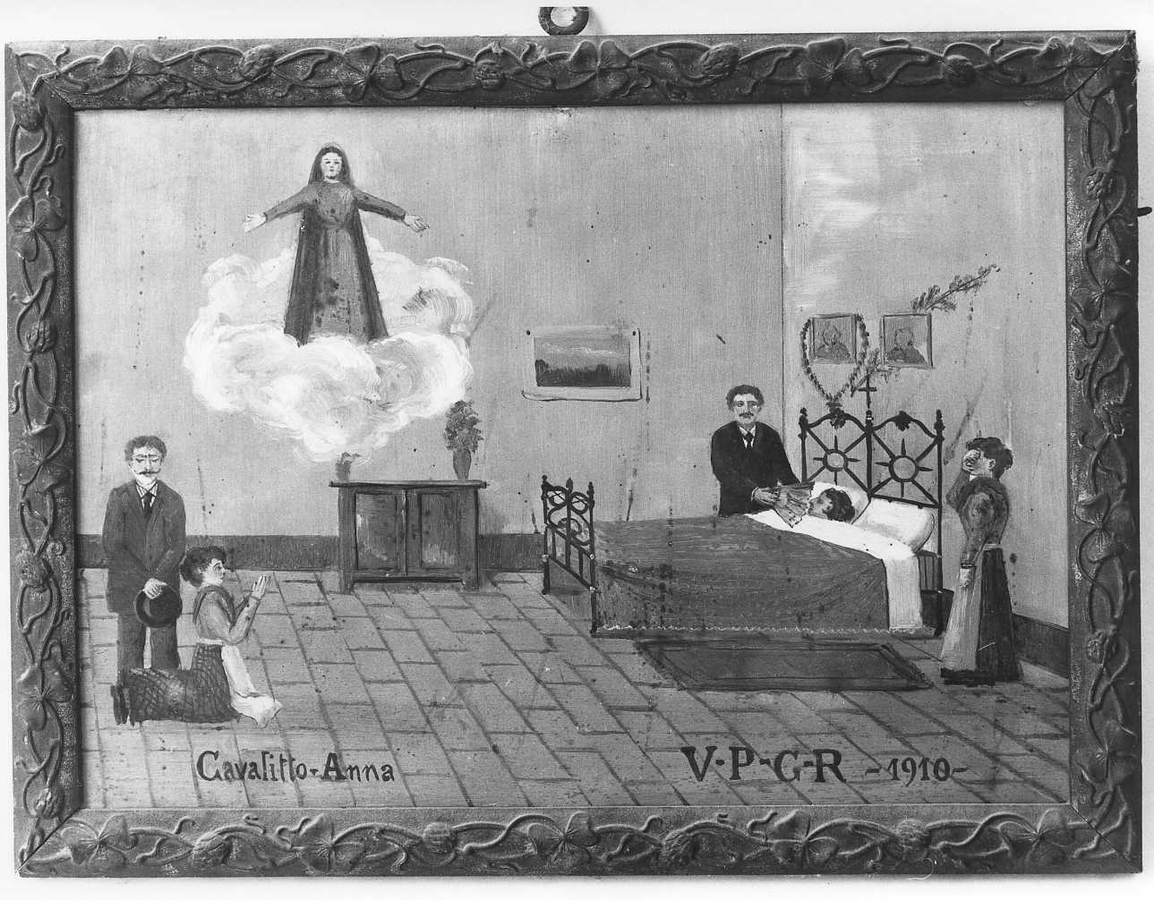 Madonna intercede per una guarigione (ex voto, opera isolata) - ambito piemontese (primo quarto sec. XX)