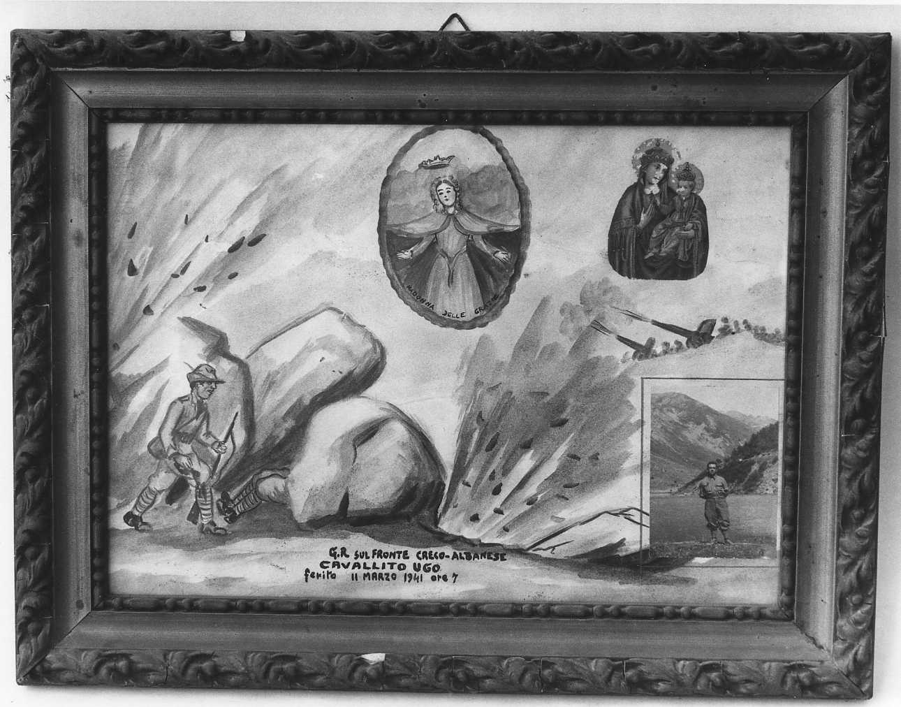 Intervento della Madonna per salvare dalla guerra (ex voto, opera isolata) - ambito piemontese (metà sec. XX)