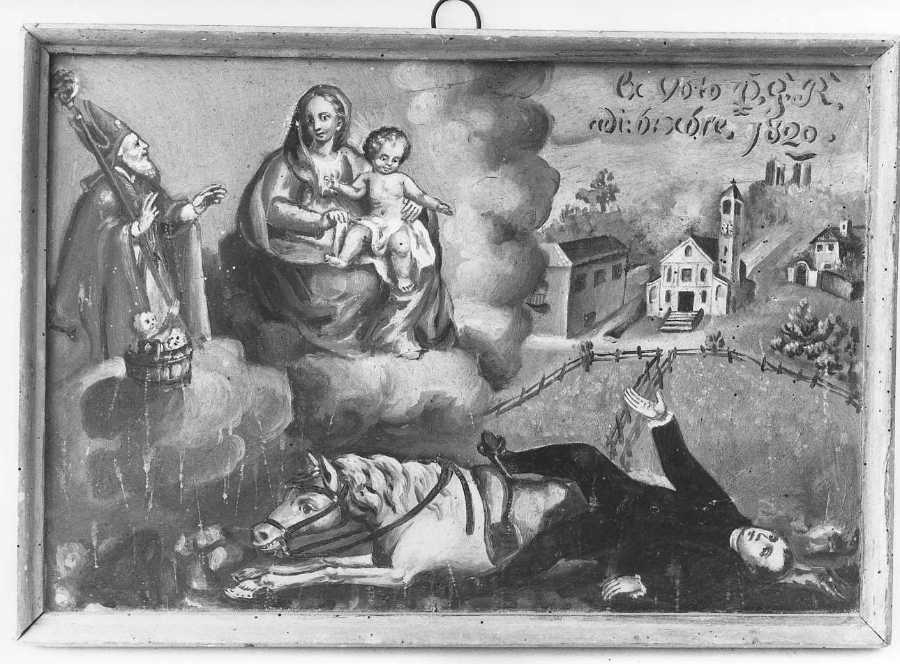 Madonna con Bambino e San Grato intercedono per un devoto (ex voto, opera isolata) - ambito piemontese (primo quarto sec. XIX)