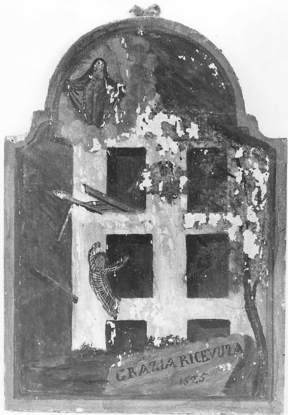 Madonna intercede in un incidente (ex voto, opera isolata) - ambito piemontese (secondo quarto sec. XIX)