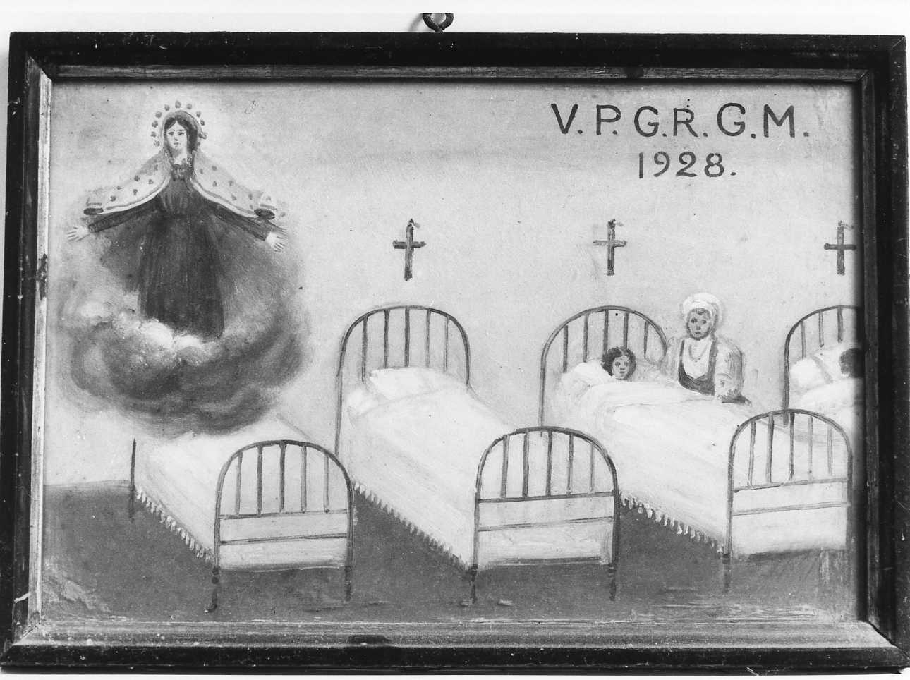 Madonna intercede per una guarigione (ex voto, opera isolata) - ambito piemontese (secondo quarto sec. XX)