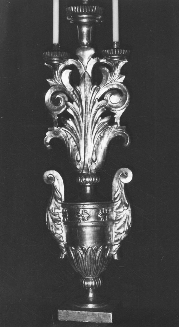 portacandelabro, serie - bottega vercellese (fine/inizio secc. XVIII/ XIX)