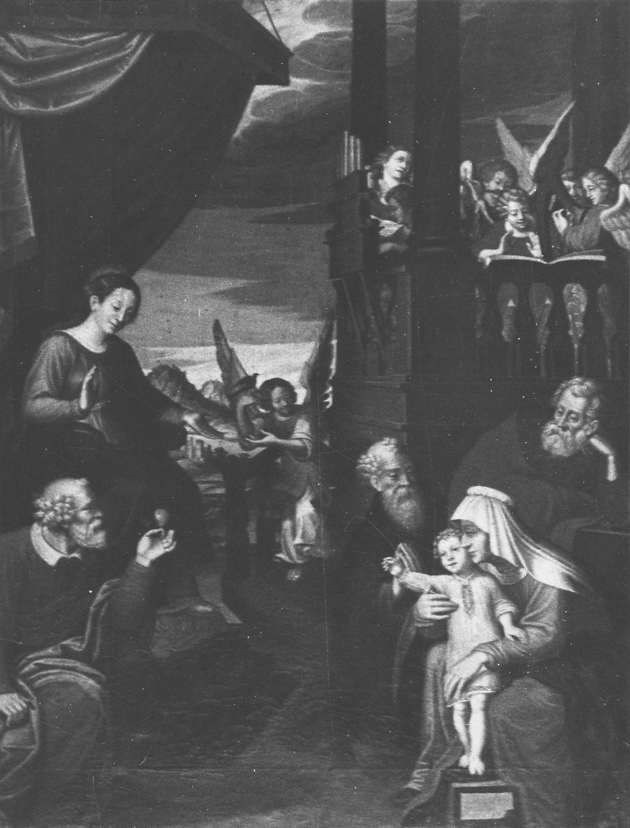 Sacra Famiglia con santi (dipinto, opera isolata) di Costantino Vincenzo (secondo quarto sec. XVII)