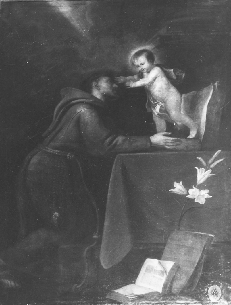apparizione di Gesù Bambino a Sant'Antonio da Padova (dipinto, opera isolata) - ambito ligure (metà sec. XVII)