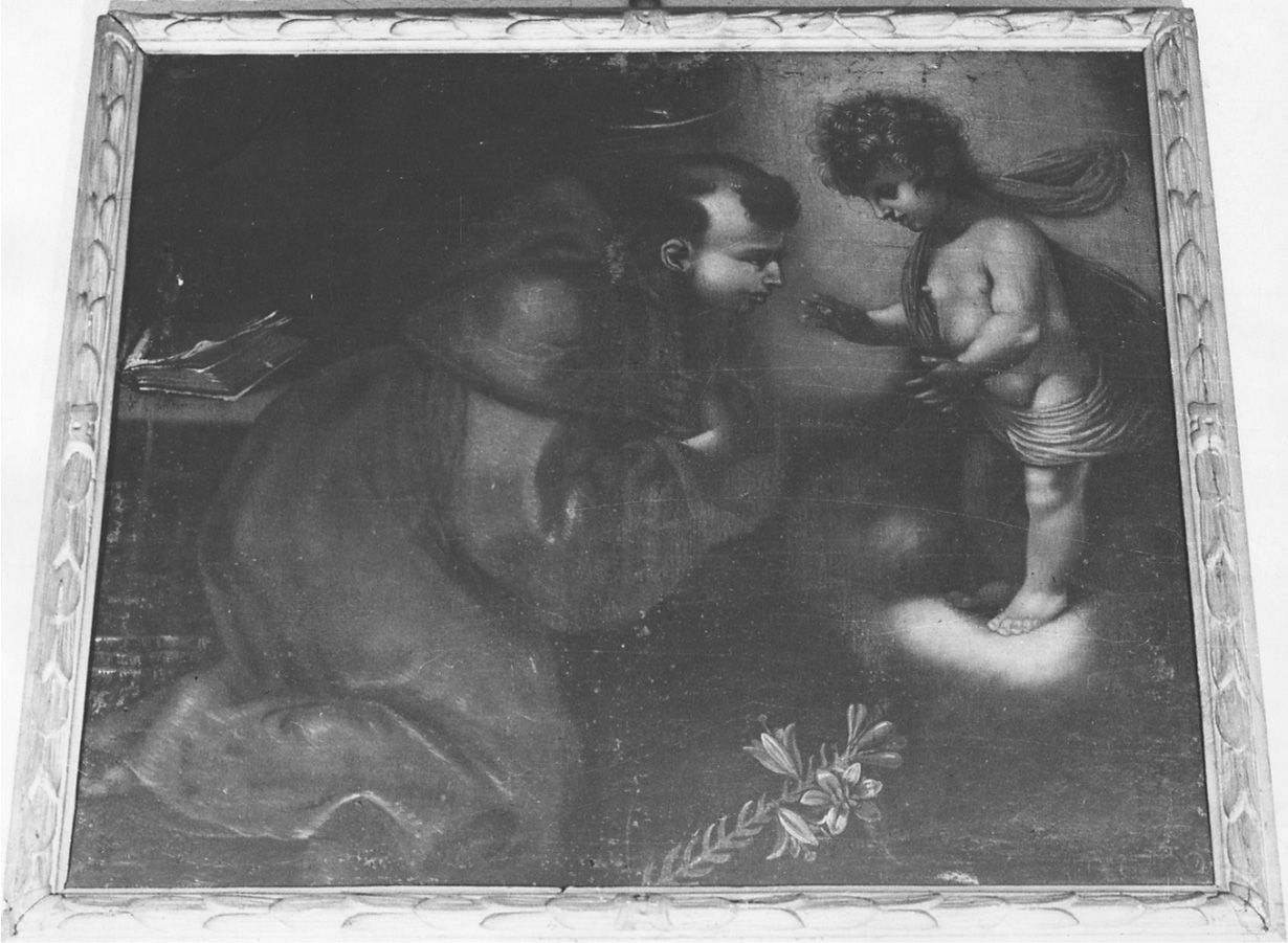 apparizione di Gesù Bambino a Sant'Antonio da Padova (dipinto, opera isolata) - ambito piemontese (inizio sec. XVIII)