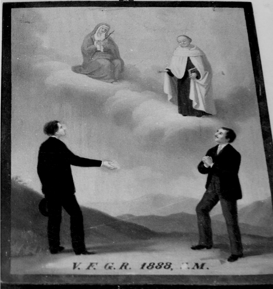 miracolo della Madonna per intercessione del beato Giacobino (ex voto, opera isolata) - ambito biellese (ultimo quarto sec. XIX)