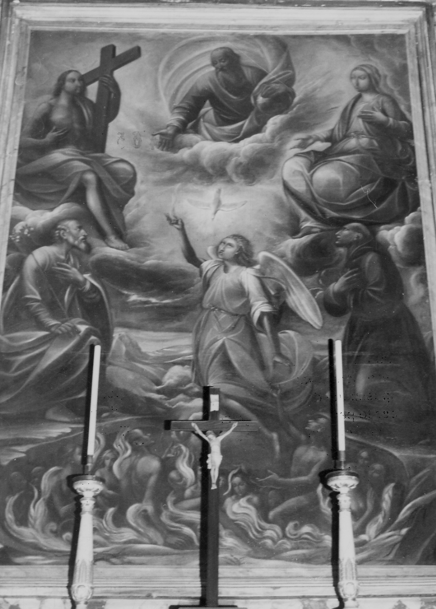 Trinità con la Madonna, San Francesco d'Assisi e San Giuseppe (pala d'altare, opera isolata) - ambito piemontese (sec. XVII)