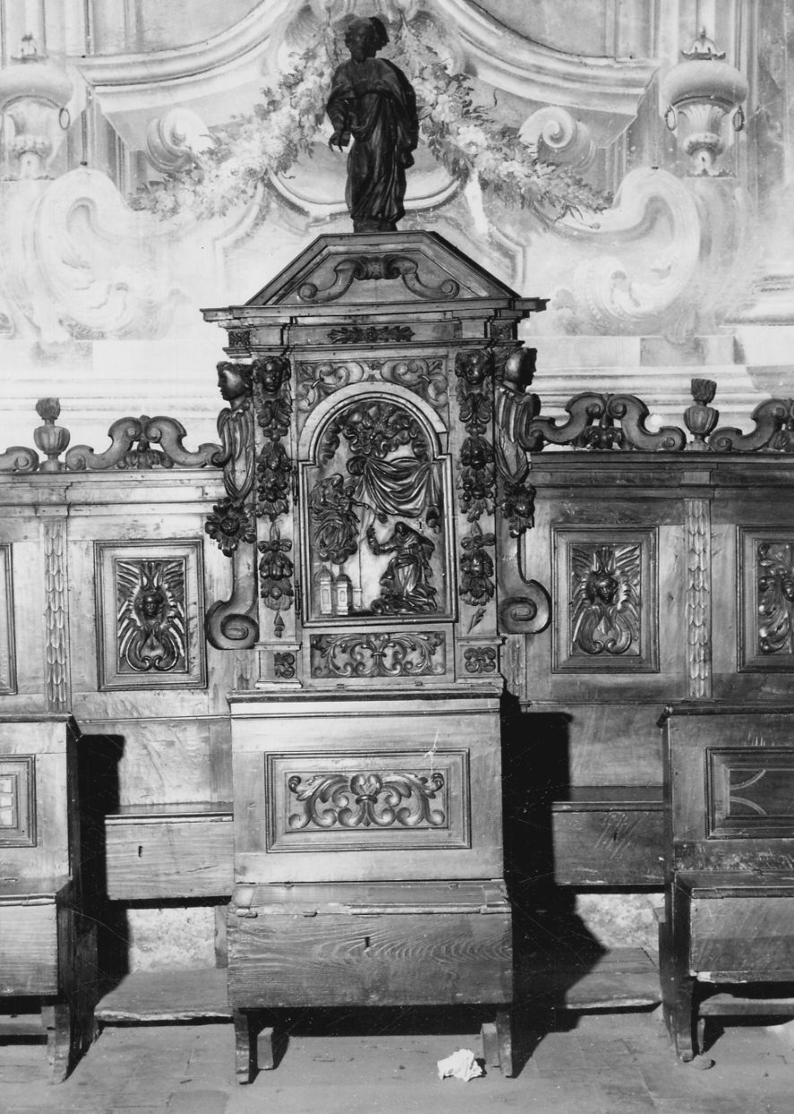 sedile per concelebrazione, elemento d'insieme di Termine Bartolomeo (cerchia) (fine/inizio secc. XVII/ XVIII)