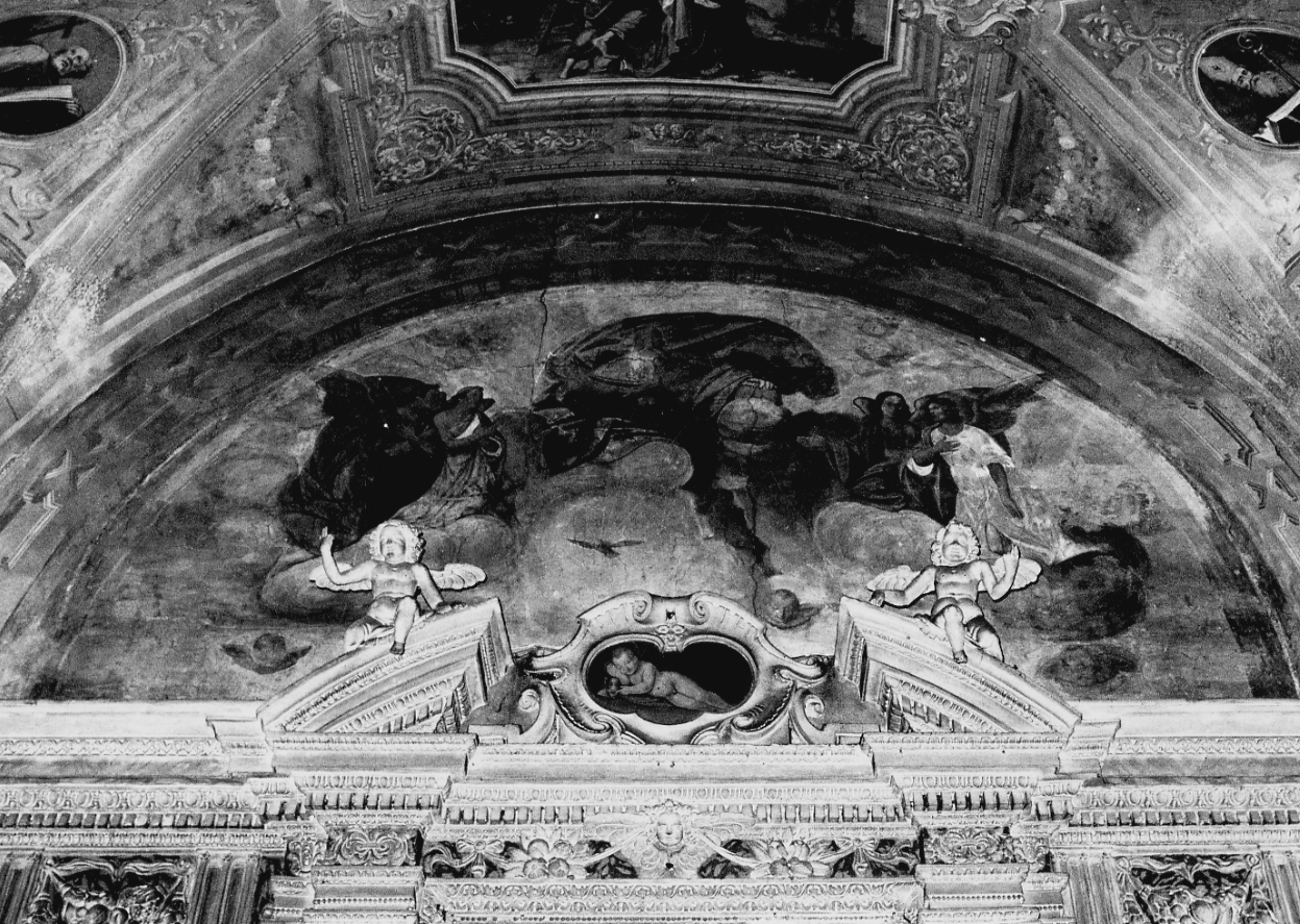 Dio Padre, colomba dello Spirito Santo e angeli (dipinto, opera isolata) - ambito vercellese (sec. XIX)