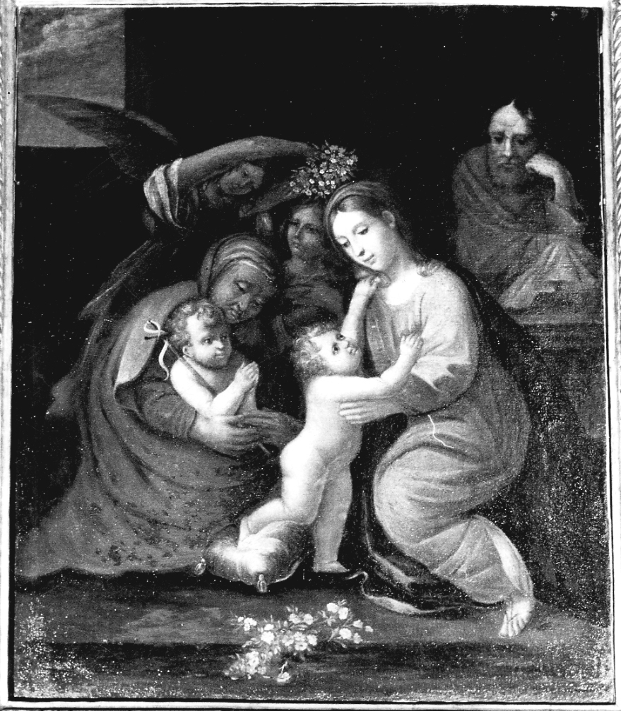 Sacra Famiglia con San Giovannino e Sant'Elisabetta (dipinto, opera isolata) - ambito lombardo-piemontese (sec. XVI)