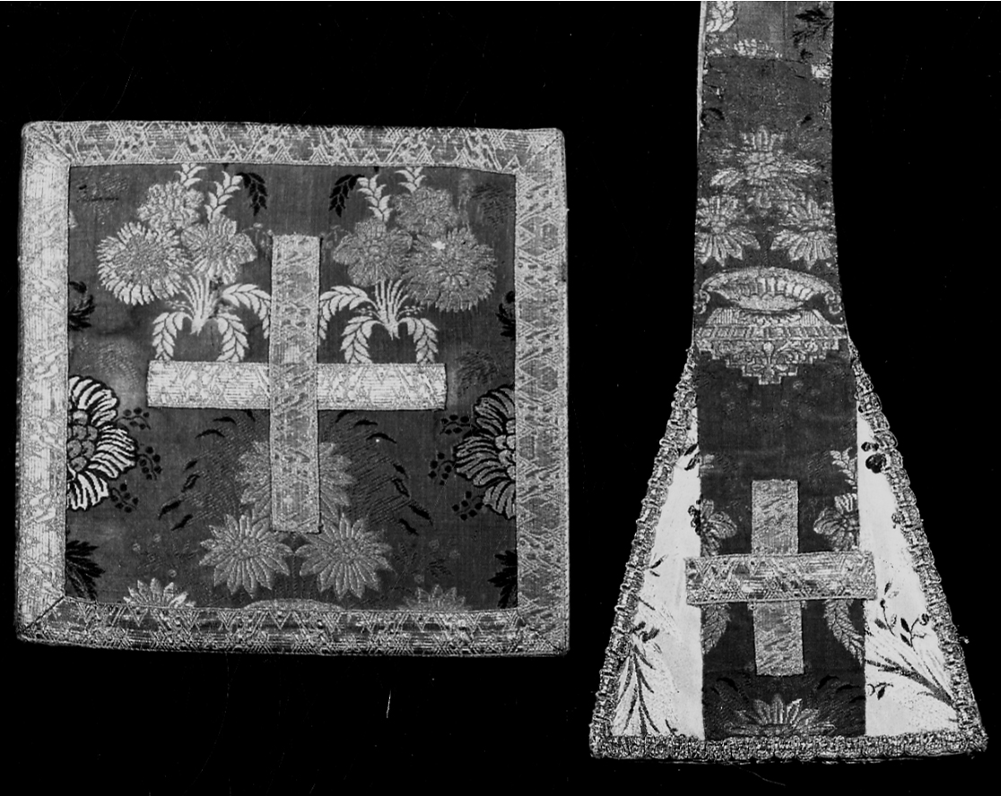 borsa del corporale, elemento d'insieme - manifattura piemontese (primo quarto sec. XVIII)